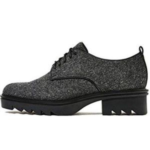 Zara Grey Wool Felt Lace Up Blucher Oxford Shoes With Tracked Soles Lugged 37